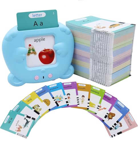 MAYAPHILOS 510 Words Alphabet Talking Flash Cards for 3-8 Years Toddlers, Educational Learning Interactive Toy for Boys Girls Kids Birthday Gifts, Preschool Montessori Speech Therapy Autism Toys Blue - size: 510 Words English (Blue)