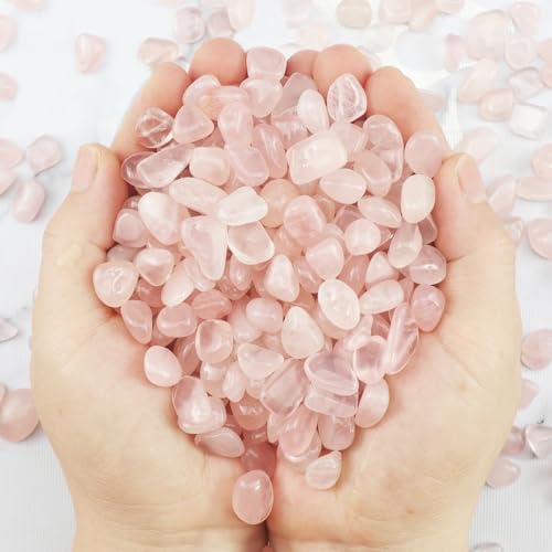 0.96LB Rose Quartz Aquarium Gravel Natural Crystal Crushed Vase Filler Fish Tank Decorative Succulent Rocks Bulk Tumbled Polished Irregular Shaped - color: Rose Quartz