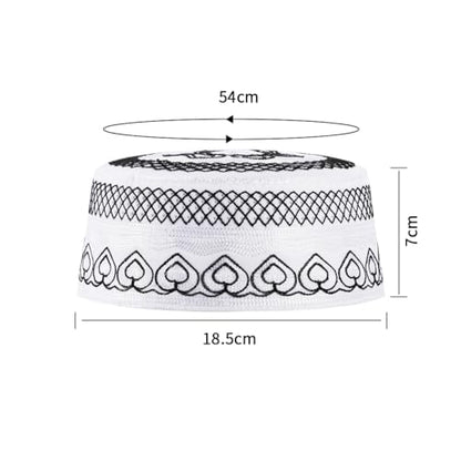 haozaikeji 4pcs Men's Muslim Prayer Kufi Hat Embroidered Islamic Prayer Cap Arabian Omani Turkish Praying Caps Eid Topi Hat - color: Black+grey+gold+blue
