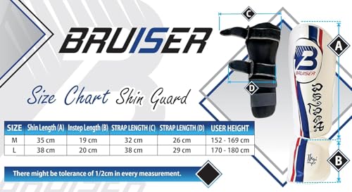 Shin Guards with Instep, Blue & White, Unisex Adult, for Kickboxing, Muay Thai, MMA, Sparring, Taekwondo Training - size: Large