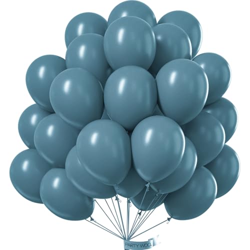 PartyWoo Slate Blue Balloons 50pcs 12 Inch Navy Dusty Blue Boho Neutral Balloons for Wedding Anniversary Gender Reveal Baby Shower Graduation Jungle Ocean Birthday Party Decorations Blue-F36 - color: Blue-f36