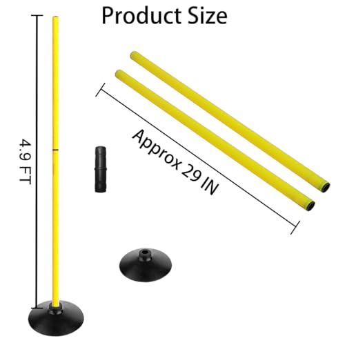 TNZMART 4.9FT Training Agility Poles Set Detachable Soccer Training Sticks Slalom Poles with 10 Disc Cones and Speed Ladder