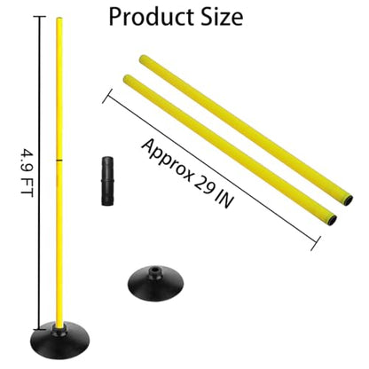TNZMART 4.9FT Training Agility Poles Set Detachable Soccer Training Sticks Slalom Poles with 10 Disc Cones and Speed Ladder