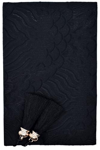 BLBMH 5x8 Book Cover | Handmade Non-Stretch Fabric Sleeve with Bookmark | for Paperback Bible Journal | Privacy Reading Gift for Women - Chinese Black - color: Black