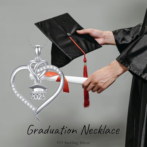 Graduation Gifts for Women 925 Sterling Silver Compass/Graduation/Vet/Cross/Stethoscope Necklace for Women - color: Graduation-Happy