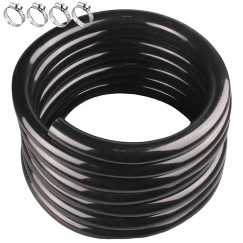 1" ID x 1-1/4" OD - 25 ft Black Vinyl Tubing Flexible PVC Tube Hybrid Hose Transfer Water Fuel Gas for Pond Fountain Garden Waterfall, Durable and Safe, with 4 Hose Clamps. - size: 1" ID - 25FT