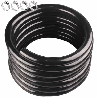 1" ID x 1-1/4" OD - 25 ft Black Vinyl Tubing Flexible PVC Tube Hybrid Hose Transfer Water Fuel Gas for Pond Fountain Garden Waterfall, Durable and Safe, with 4 Hose Clamps. - size: 1" ID - 25FT