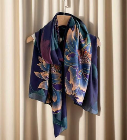 Xyueanlo Scarfs for Women Lightweight Scarves Fashion Print Floral Pattern Head Scarf Wraps Shawls - color: Flower Purple