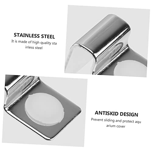Fish Tank Cover Brackets Stainless Steel Aquarium Lid Clips for Glass Cover Support 4 Pack Aquarium Hood Clips to Hold Lid Securely for Tank Cleaning and Water Changes