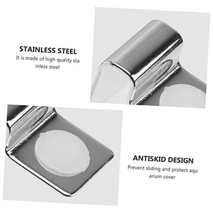 Fish Tank Cover Brackets Stainless Steel Aquarium Lid Clips for Glass Cover Support 4 Pack Aquarium Hood Clips to Hold Lid Securely for Tank Cleaning and Water Changes