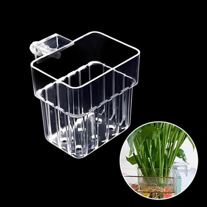 Clear Acrylic Aquarium Plant Holder Hanging Cups for Aquatic Plants Fish Tank