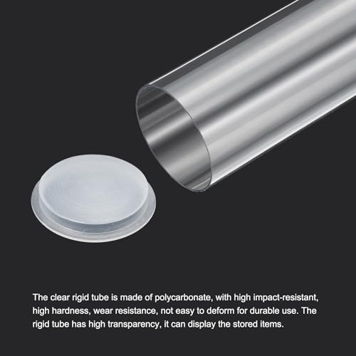 PATIKIL 11.8"L x 1.7"Dia Clear Storage Tubes, 1Pcs PC Plastic Transparent Hollow Round Rigid Tube with Cap for Beads Bath Salt Container Wedding Party Favors