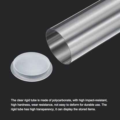 PATIKIL 11.8"L x 1.7"Dia Clear Storage Tubes, 1Pcs PC Plastic Transparent Hollow Round Rigid Tube with Cap for Beads Bath Salt Container Wedding Party Favors