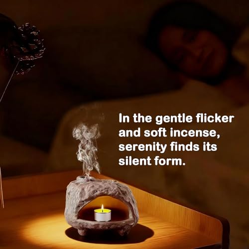 Pottery Ash Catcher&Palo Santo Holder,Rustic Texture Incense Burner,Wood Sticks Dish,Essential Oils Bowl,Cone Burner for Meditation,Yoga,Energy Cleansing,Unique Meditation&Home Decor Gift (Taupe)