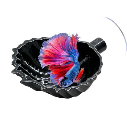 Betta Fish Hammock | Betta Fish Shell Bed, Floating Shell Shaped Suction Cup Pad, for Shrimp Snails Frogs Goldfishes Guppy Koi Reptile Pet Tank Aquariums Area Home - color: Black