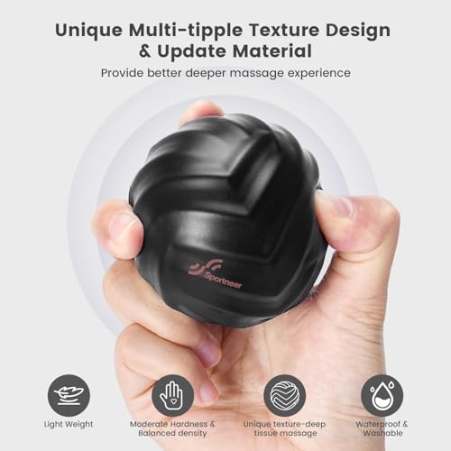 Sportneer Massage Lacrosse Ball with String, Deep Tissue Massager for Back Myofascial Release, Shoulder Trigger Point Therapy & Foot Plantar Fasciitis, Full Body Relaxation, Greasy Black - color: Greasy Black