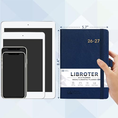 2026-2027 Planner - Academic Planner 2026-2027 Weekly Monthly Planner, July 2026 - June 2027, 5.7'' x 8.4'', Thick Paper, Leather Cover, Pen Holder, Back Pocket, Perfect Daily Organizer - Navy Blue - color: Navy Blue