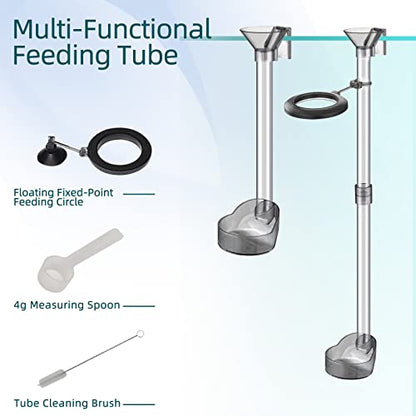Shrimp Feeding Dish Set, Shrimp Feeder Tube Kit for Fish Tank(15" | Clear Durable, Simple Installation, Keep Water Clean, Shrimp Feeding Tube with Feeding Ring & Cleaning Brush