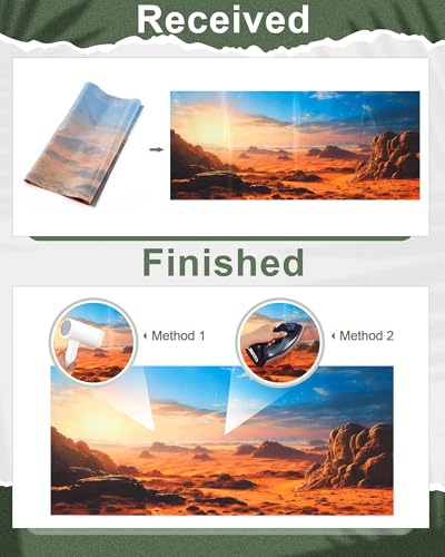 4 Pcs 48 x 18 Inch Reptile Habitat Background with Nano Glue Gobi Sun Cactus Stone and Green Tree Fern Stream Terrarium Background Polyester Durable Aquarium Accessories - color: Style1, size: 18 x 48 Inch