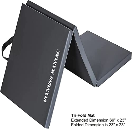 FITNESS MANIAC Black Folding Mat Panel Aerobics Exercise Tumbling Gym Easy Storage Gymnastics Mat Tri-Fold Mats Gym Pad Exercise Pading Ab Foldable Mats - color: Pink