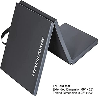FITNESS MANIAC Black Folding Mat Panel Aerobics Exercise Tumbling Gym Easy Storage Gymnastics Mat Tri-Fold Mats Gym Pad Exercise Pading Ab Foldable Mats - color: Pink