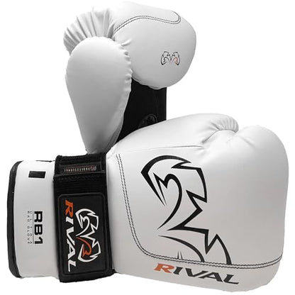 RIVAL Boxing RB1 Ultra Bag Gloves, 20th Anniversary Edition, High-Density Multi-Layered Padding and Signature Wrist Lock Strapping System - color: White, size: Small