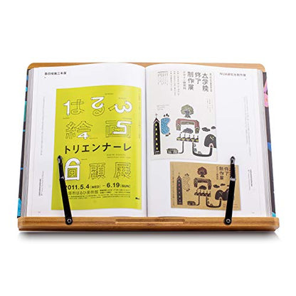 (49.68 x 35.6cm(19.68 x 14인치)) 엑스트라 라지 A+ XL 대나무 책 스탠드, 교과서 독서, 핸즈프리, 요리책 스탠드, 노트북, 아이패드, 태블릿 PC, 음악책, 조절 가능한 마더보드 각도