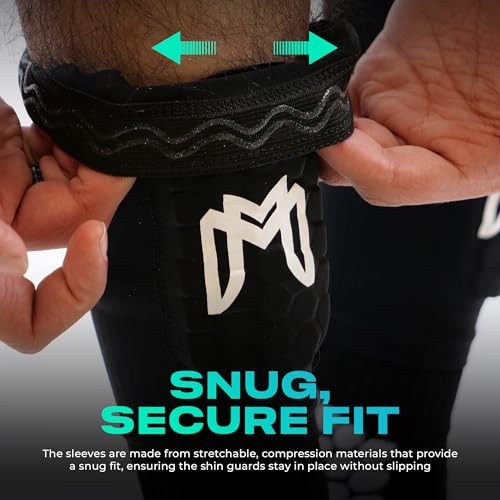 MediCaptain Mini Shin Guards Soccer – Built in Shin Pad Sleeves for Mens, Women, Teens - Small Shin Guards - Lightweight, Breathable Shin Defender Leg Protection - color: Black, size: Mini (3.9 x 2.4 in)