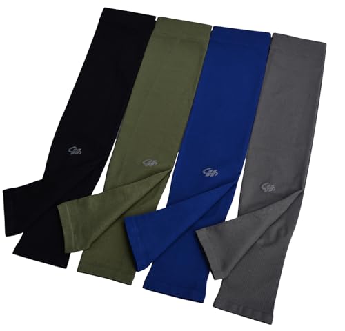 HOPESHINE Arm Sleeves UV Sun Protection Cooling UPF 50+ 4-Pairs for Men Women Cycling, Golf, Outdoor Sports - color: Black+dark Grey+army Green+navy Blue, size: S-XL