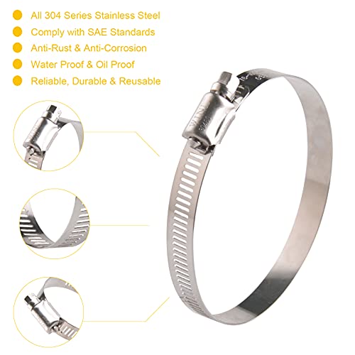 WINL 3.5'' Stainless Steel Hose Clamps- 8 Pack SAE 56 Worm Gear Drive Hose Clamps 3 Inch to 4 Inch (76mm-102mm) for Automotive Plumbing, 3 1/2'', 3 3/4’’, 3 1/4'' Clamps - size: SAE#56 ( 3" ~ 4" )