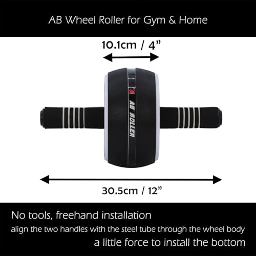 AB Wheel Roller, Exercise Abdominal Wheel Fitness for Gym & Home, Work-out Strength-Training Equipment with Knee Pad - color: Yellow