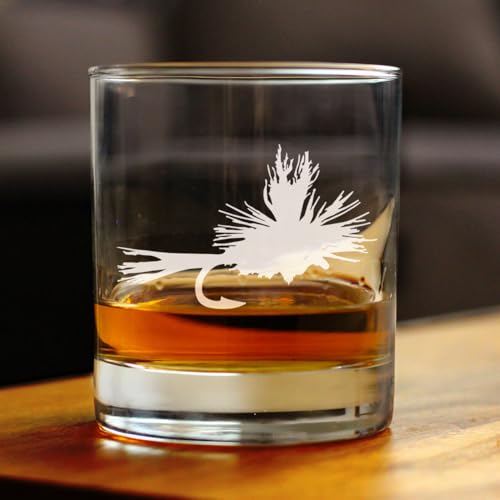 Custom Fly Fishing - Personalized Whiskey Rocks Glass - Unique Flyfishing Themed Gifts for Fishermen - 10.25 Ounce - Customized Bourbon Glass Gift - style: Custom