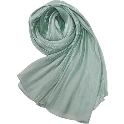 Women Premium Hijab Head Scarf Lightweight Shimmer Scarves Crepe Wedding Shawls and Wraps for Evening Dresses Shiny - color: Light Green
