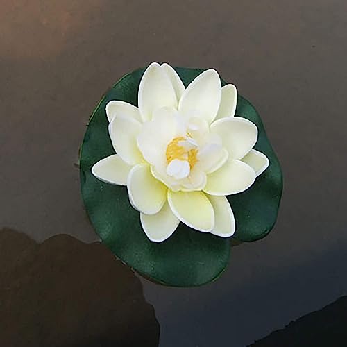 4 Pcs Artificial Floating Foam Lotus Flower with Water Lilys Pad Ornanments,Lifelikes Fake Lotus Flowers for Patio Pond Pool Fish Tank Aquarium Home Garden Special Decoration Outdoor Décor