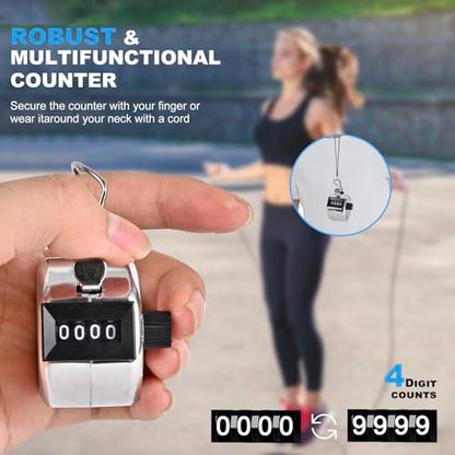 TESEAS Clicker Counter Handheld Tally Counter 4-Digit Number Counter, 2 Pack Hand Mechanical Counters Clickers Pitch Umpire Click Counter for Coaching, Knitting, People, Lap, Fishing, Golf, - color: 2pc red blue