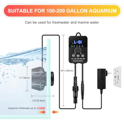 3400GPH Aquarium Wave Maker DC24V Power head with Magnetic Mounting,Wavemaker with Controller for 100-200 Gallon Fish Tanks - size: 20W 3400GPH