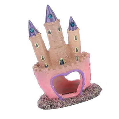 Fish Tank Decorations Small, Mermaid Fish Tank Decorations, Fish Castle for Aquarium, Pink Aquarium Resin Castle Decoration for Aquarium Fish Reptiles Tank