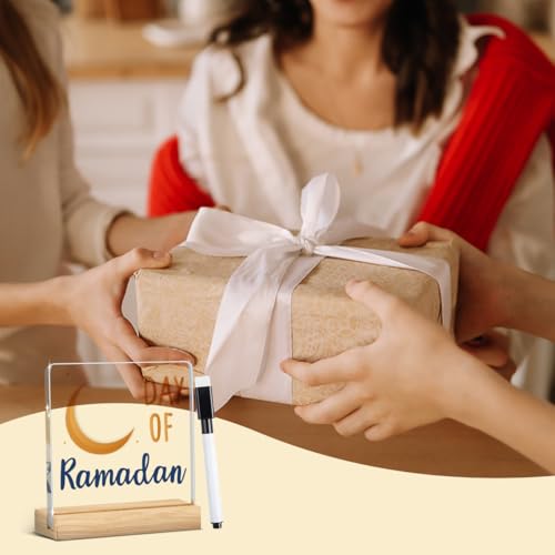 Islamic Ramadan Countdown Decor Ramadan Decorations for Home Table Eid Mubarak Decorations Happy Ramadan Acrylic Sign for Farmhouse Desk Centerpiece - style: Modern