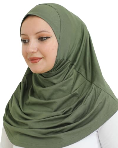 Prien Plain Ready To Wear Hijab for Women, Muslim Instant Turbans, Soft Jersey Scarf, Islamic Clothes, Long Hijabs, Abaya - color: Khaki
