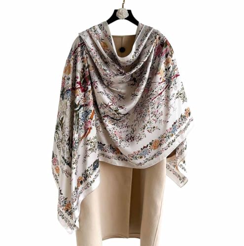 Xyueanlo Scarfs for Women Lightweight Scarves Fashion Print Floral Pattern Head Scarf Wraps Shawls - color: Flower White