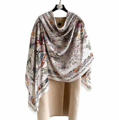 Xyueanlo Scarfs for Women Lightweight Scarves Fashion Print Floral Pattern Head Scarf Wraps Shawls - color: Flower White