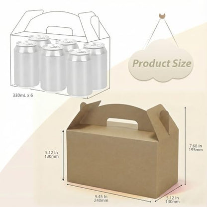 Papertide Brown Gable Box with Handles, 30 Pack 9.45×5×5 inch Sturdy Colorful Cardstock treat Boxes for Christmas Birthday Party Favors, Premium Presentation Boxes with Lids - color: Brown
