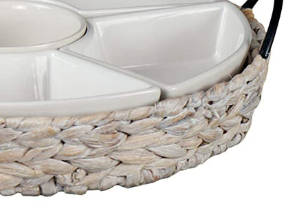 Ceramic Serving Trays, RANDEFURN Serving Platters with 6 Removable Dishes, Serving Tray for Parties, Food Tray 15.5 x 15.5 Inches, Perfect for or Chips,Whitewash - color: Whithewash