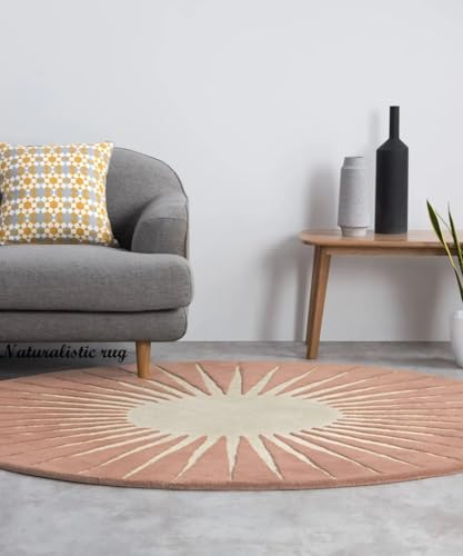 Handmade Round Vasarely Area Rug 100% New Wool Modern for Living Room Bedroom Kids Room Kitchen Office Decor (Soft Pink, 3x3' Round) - color: Soft Pink, size: 3x3' round
