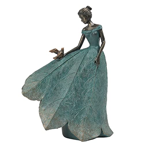 Guichifun Fairy Statue Home Decoration Leaf Angel Girls 8.5 x 5 x 12 Inch - color: Green-bird, size: Large