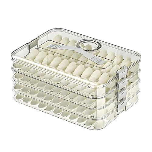Food Storage Containers with Lids,4-Layer Plastic Cookie Storage Containers Airtight,Stackable Cookie Carrier for Transport Dumpling Storage Box,Green
