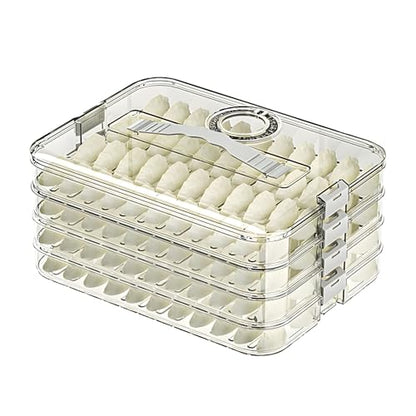 Food Storage Containers with Lids,4-Layer Plastic Cookie Storage Containers Airtight,Stackable Cookie Carrier for Transport Dumpling Storage Box,Green