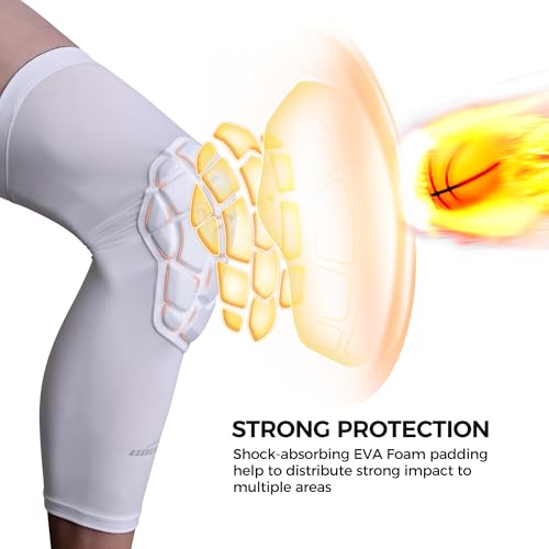 COOLOMG Knee Pads Wrestling Basketball Football Volleyball Youth Kids Adult Protective Knee Compression Sleeves White XS - color: White, size: X-Small