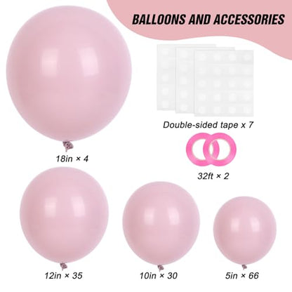 RUBFAC Dusty Pink Balloons 129pcs Different Sizes Pack of 18 12 10 5 Inch - color: Dusty Pink
