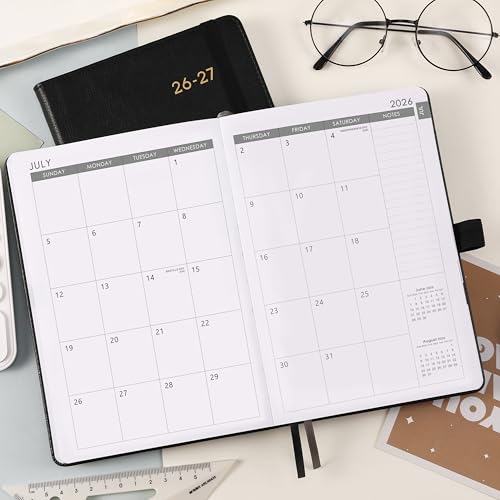 2026-2027 Planner - Academic Planner 2026-2027 Weekly Monthly Planner, July 2026 - June 2027, 5.7'' x 8.4'', Thick Paper, Leather Cover, Pen Holder, Back Pocket, Perfect Daily Organizer - Black - color: Black